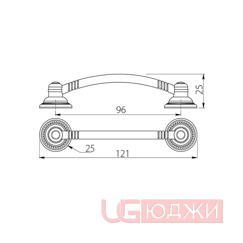 Ручка металлическая UZ REN 96мм, старое золото