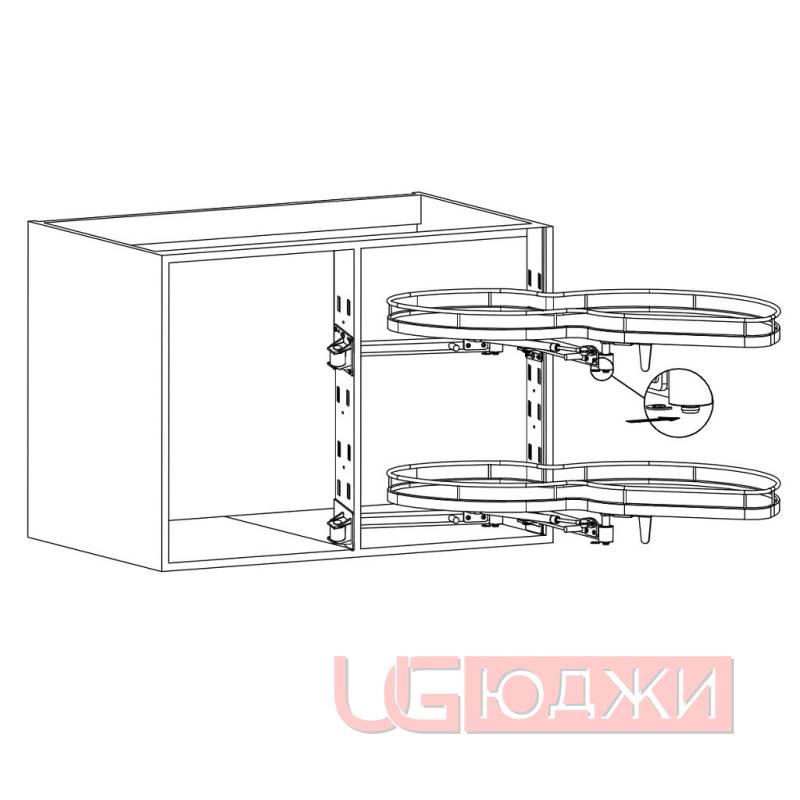 Угловой механизм - карусель 900/450 Unihopper с доводчиком, Правый