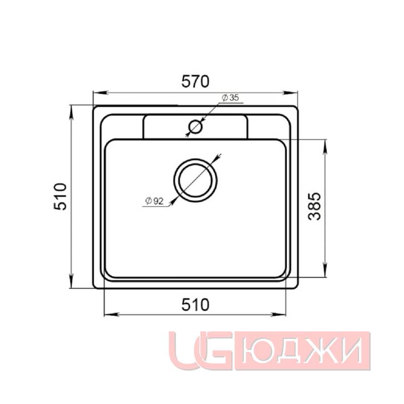 Мойка Quartz Паллада 570х510мм Гризаль