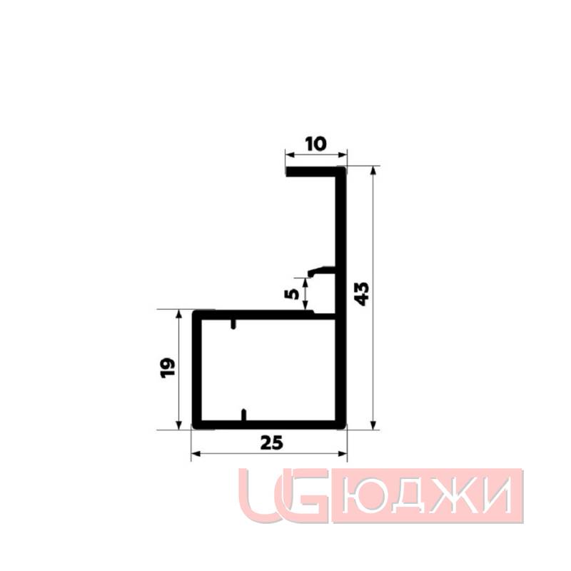 Профиль-ручка рамочная Con Bisagras MANTO 3,0м, Латунь браш