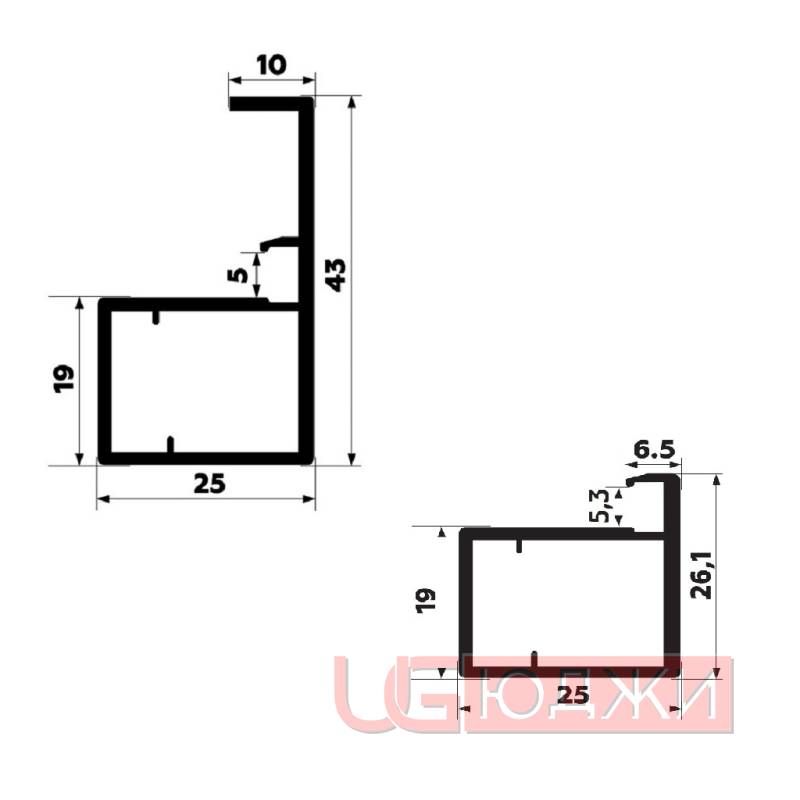 Профиль-ручка рамочная Con Bisagras PICO 3,0м, Чёрный браш
