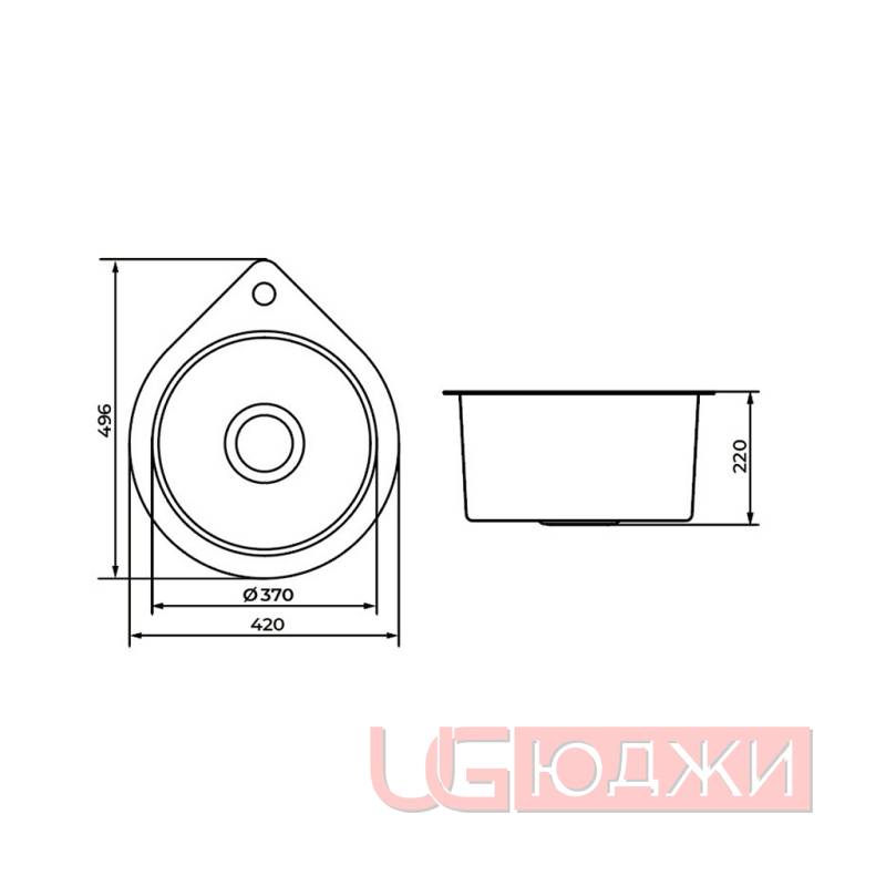 Мойка кухонная PR 4249 Sole PREMIAL Графит