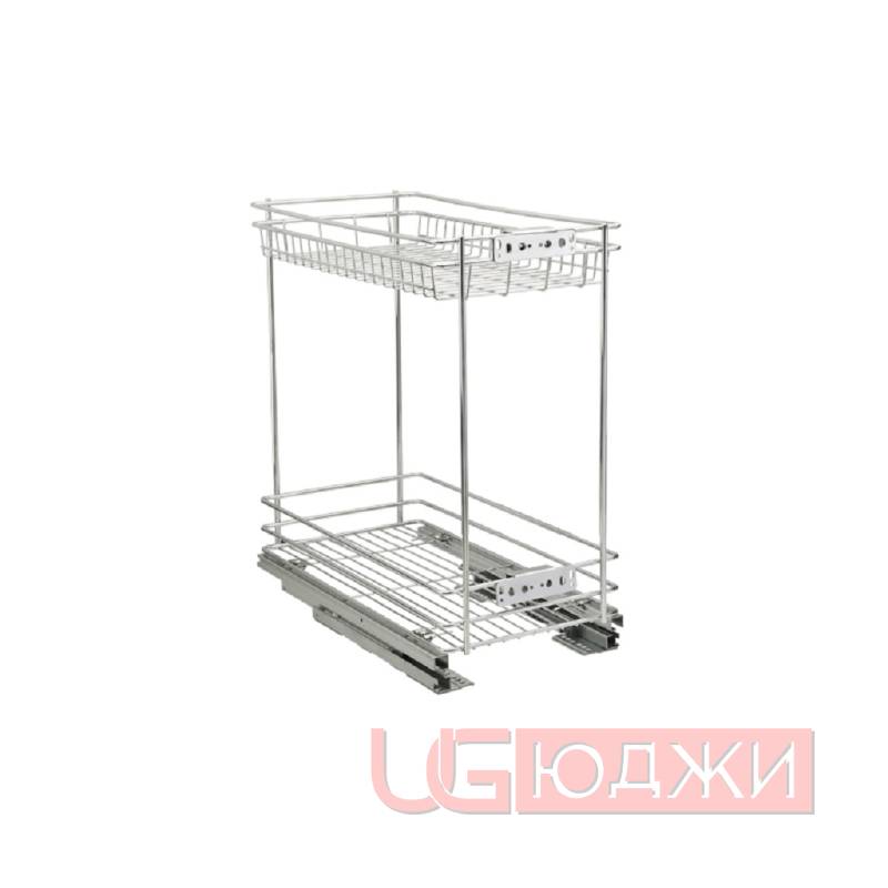 Бутылочница 2-уровневая 300мм (245х475х510мм) с доводчиком нижнего крепления, хром
