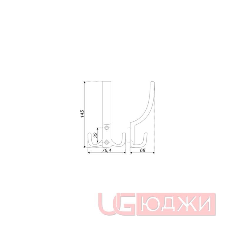 Крючок мебельный 3-х рожковый WP1104/К305, хром