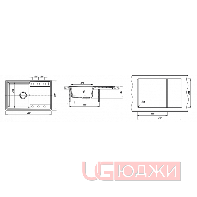 Мойка Flortek Консул 760 Чёрный