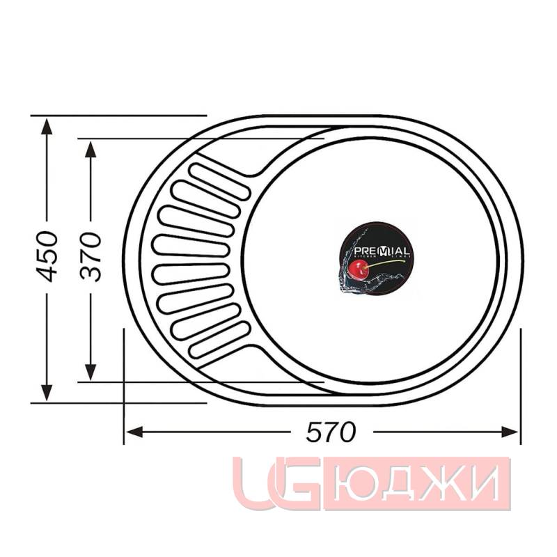 Мойка кухонная 5745 (57х45х0,8х18) левая, полированная