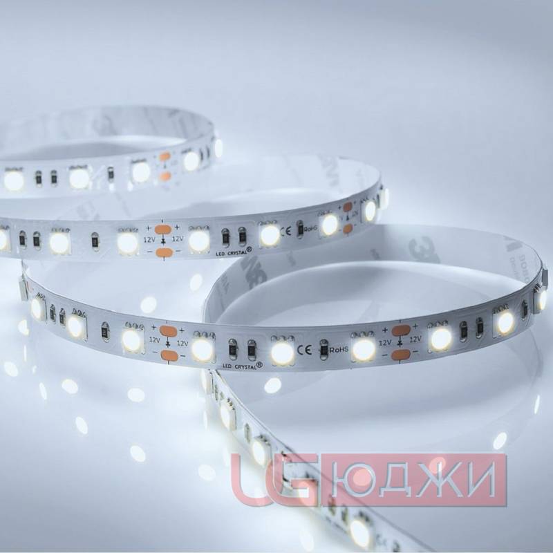 Лента 60 диодов/п.м. 5050 холодный белый 12V, 14,4w/м, L-5м