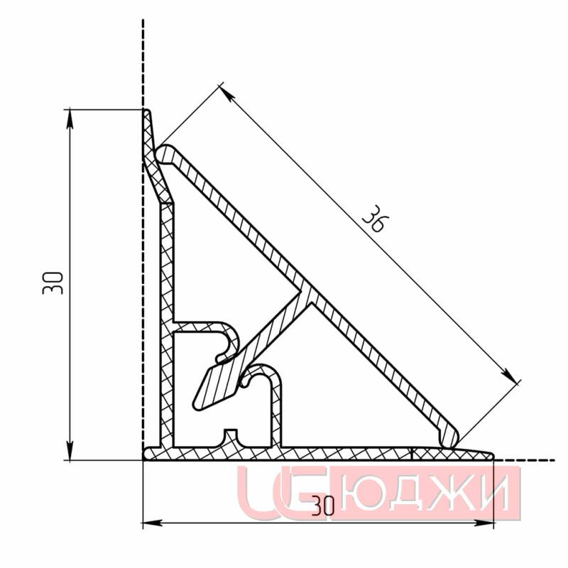 Плинтус алюминиевый гладкий 3,05м