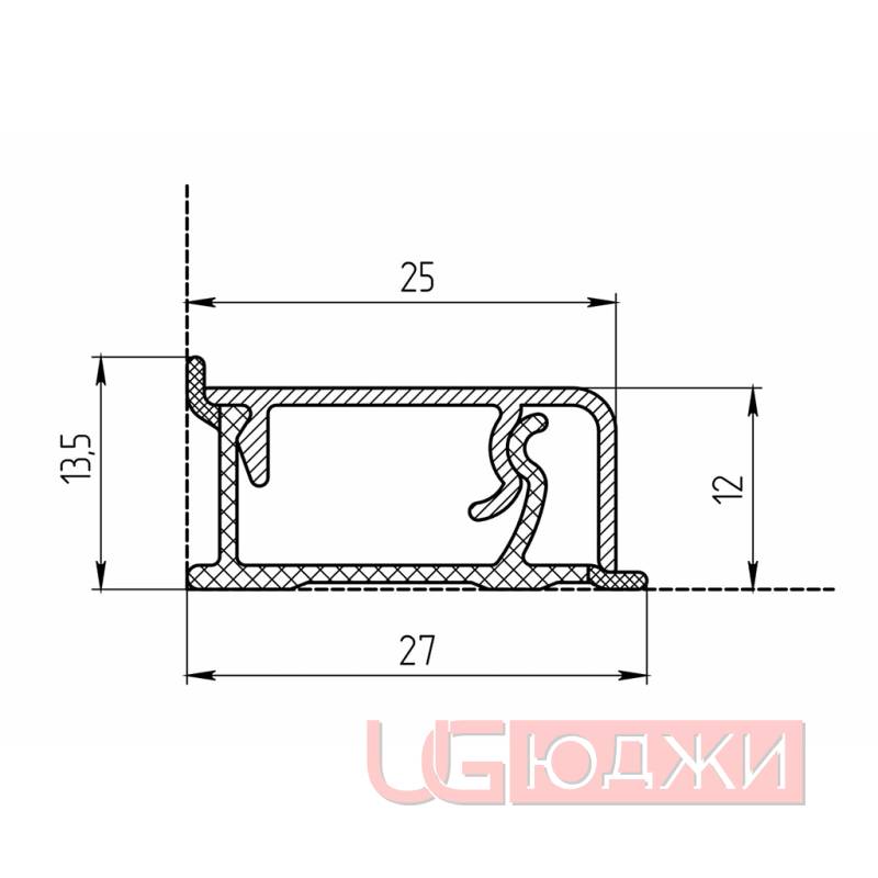Плинтус алюминиевый прямоугольный 3,05м