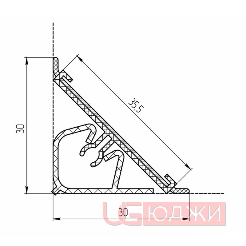 Плинтус для столешниц под вставку прозрачный 4,2м