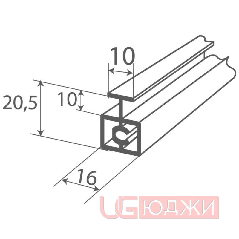 Горизонтальный межсекционный профиль Elephant 5,9м, белый глянец