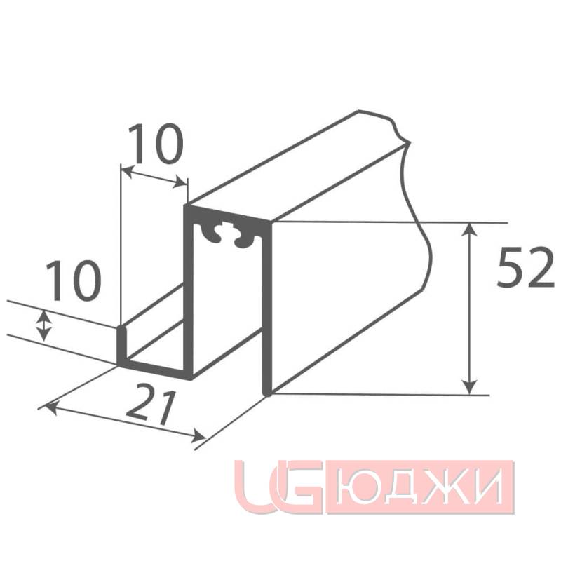 Горизонтальный нижний профиль Elephant 5,9м, чёрный глянец