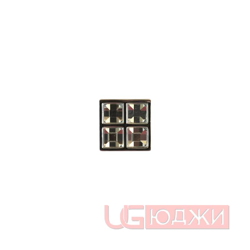 Ручка-кнопка с кристаллами 27х27мм, хром