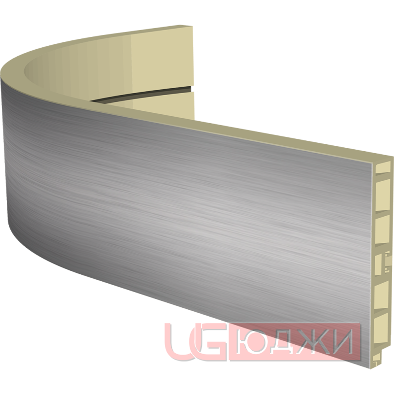 Закругленный цоколь  H-100мм, алюминий шлифованный (13)