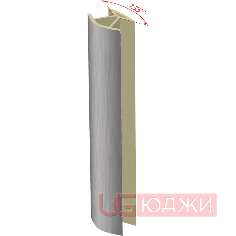 Соединительный уголок 135гр.  H-150мм, алюминий шлифованный (13)