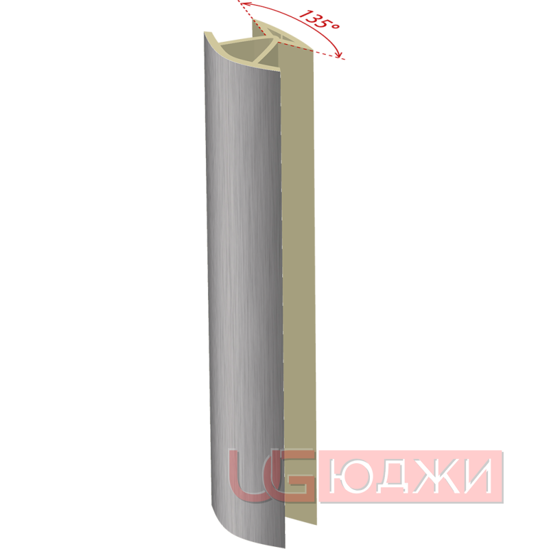 Соединительный уголок 135гр.  H-150мм, алюминий шлифованный