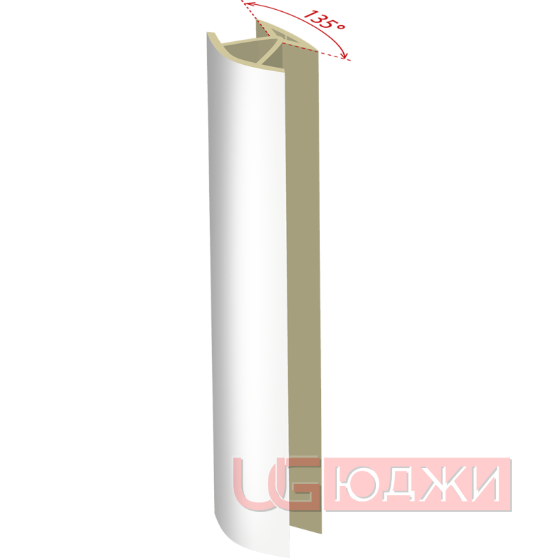 Соединительный уголок 135гр. H-150мм, белый глянец (23)