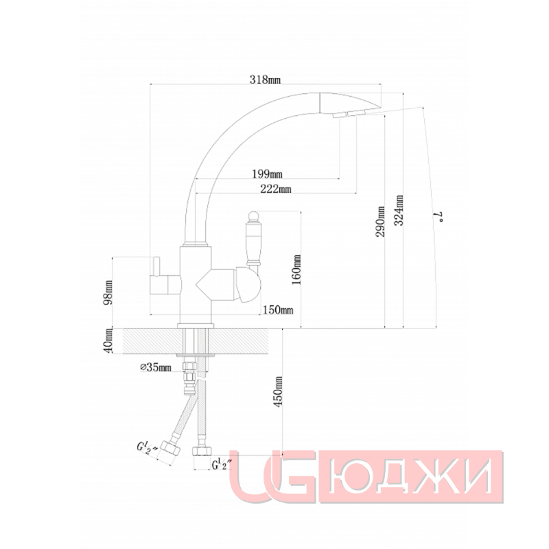Смеситель Flortek Шале FK Золото