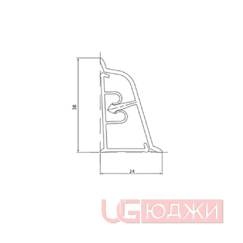 Плинтус для столешниц LB-38 RUS 3,0м 56 Дуб выбеленный (059ам, 906т/332)