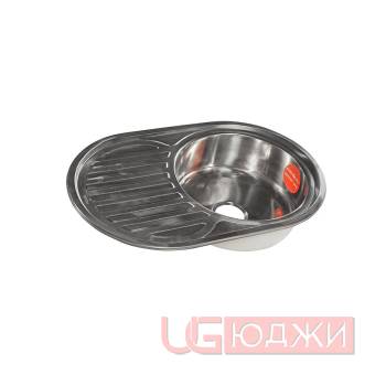 Мойка кухонная 7750 (77х50х0,8х18) левая, полированная